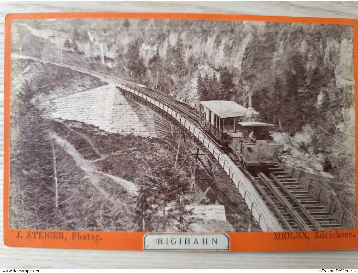 Photographie Ancienne 13/18cm - Rigibahn - Meilen Zürichsee - J. Steiger - Train - Pont - Europe