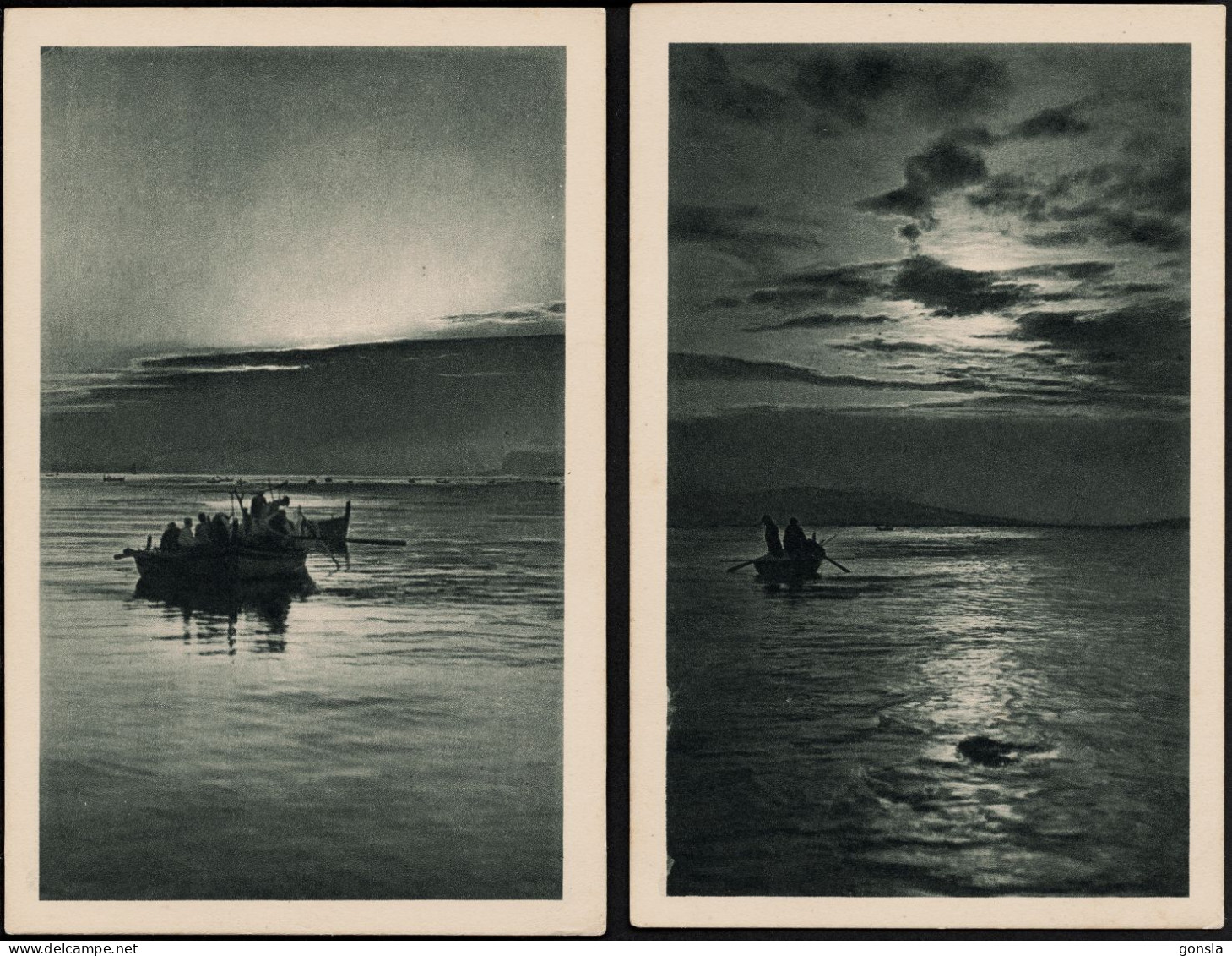 BARQUES 1920 "PÊCHEURS DU LAC" Lot De 2 Cartes Postales Originales - Fishing Boats