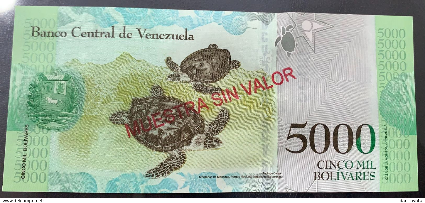 VENEZUELA. 5000 BOLIVARES 18 AGOSTO 2016. SOBRECARGA "MUESTRA SIN VALOR" - Venezuela