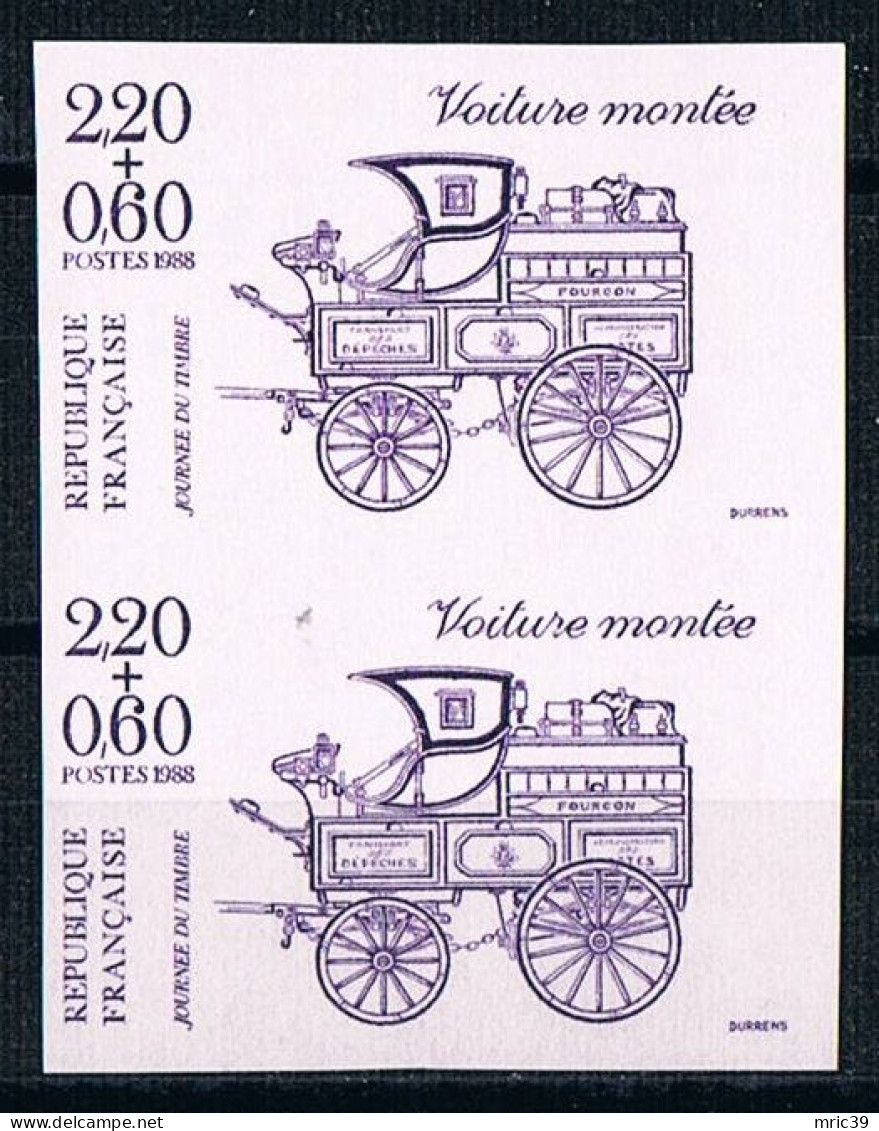 France 1988 N° 2526 Paire  Non Dentelé  IMP Neuf MNH **  Voiture Montée - 1981-1990