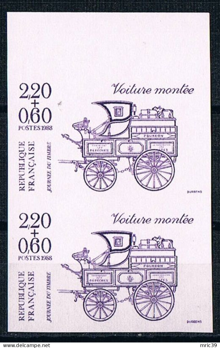 France 1988 N° 2526 Paire  Non Dentelé  IMP Neuf MNH **  Voiture Montée - 1981-1990