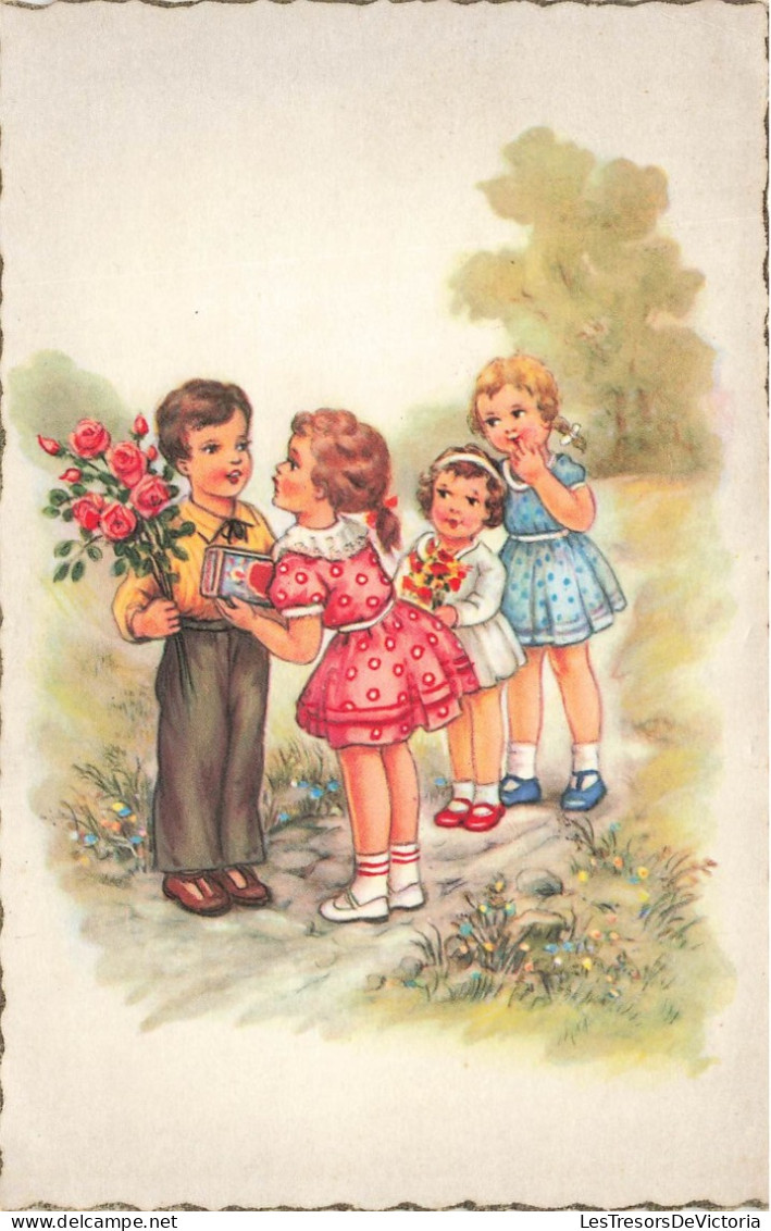 FANTAISIES -  Un Petit Couple S'offrant Des Présents - Colorisé - Carte Postale Ancienne - Other & Unclassified