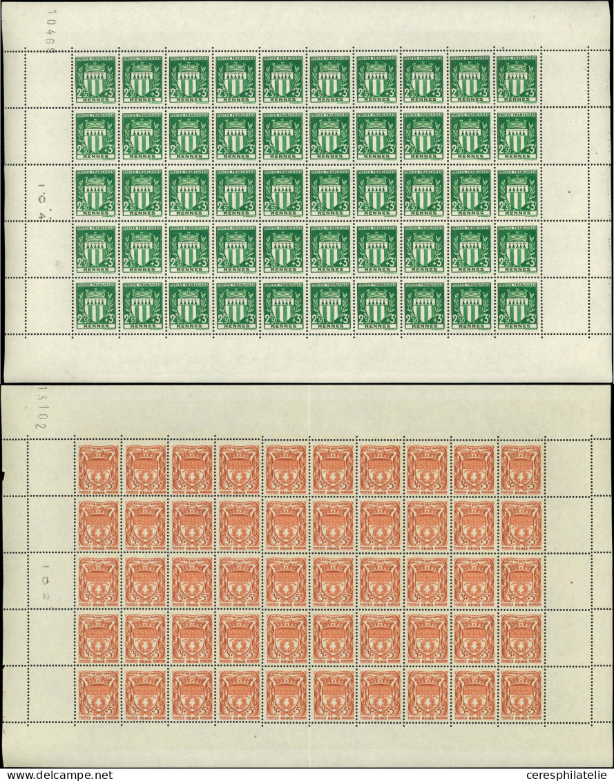 ** EMISSIONS DU XXe SIECLE - 526/37 1ère Série Armoiries, FEUILLES De 50, TB - Feuilles Complètes