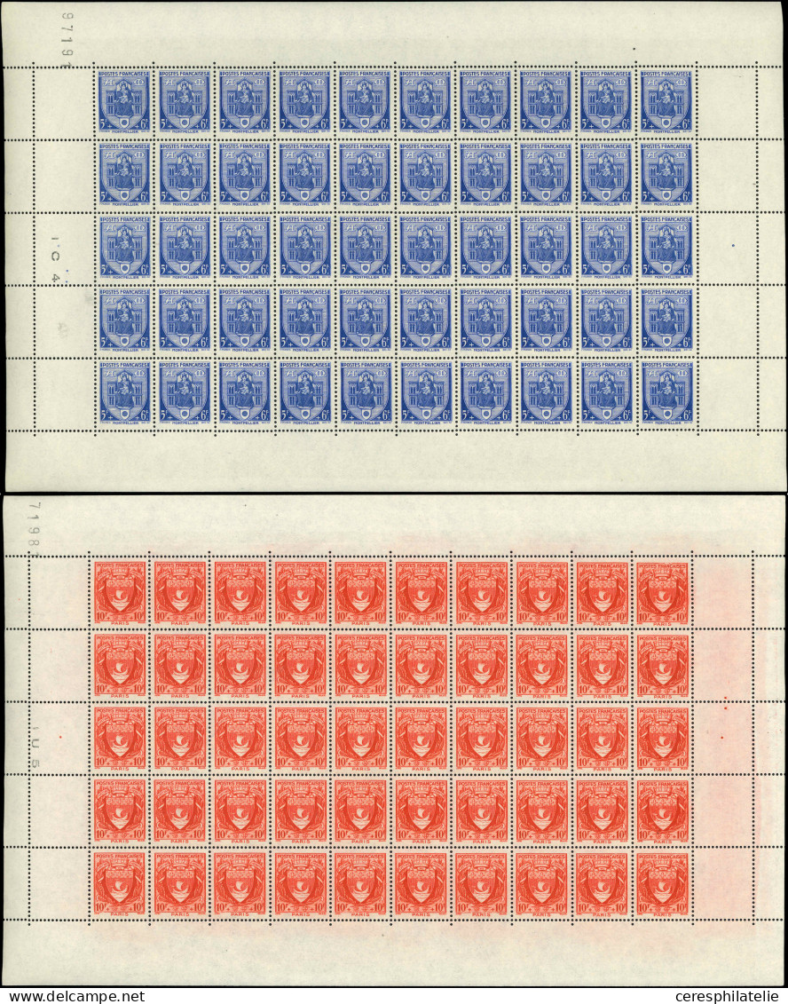 ** EMISSIONS DU XXe SIECLE - 526/37 1ère Série Armoiries, FEUILLES De 50, TB - Full Sheets