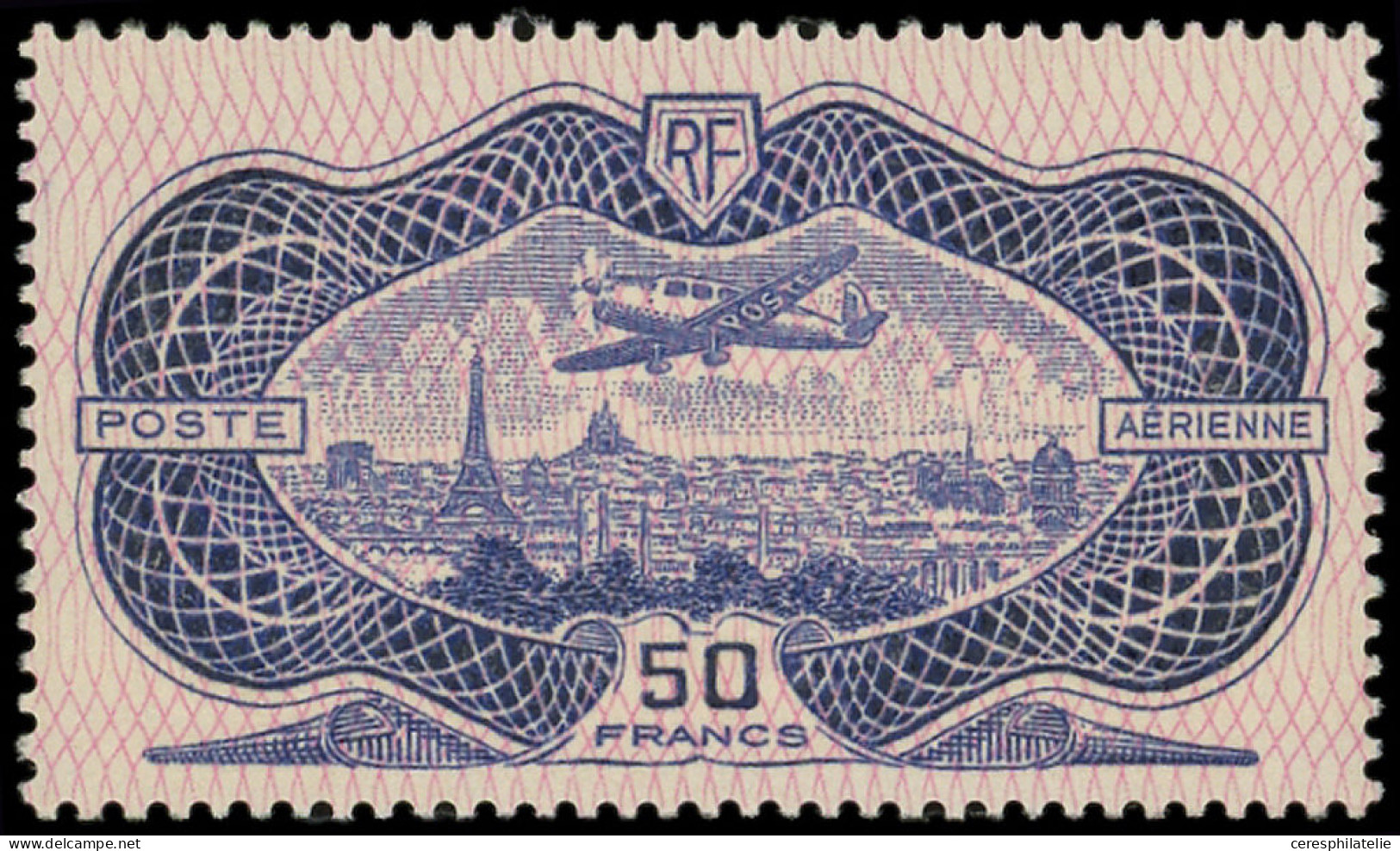 ** POSTE AERIENNE - 15  50f. Burelé, TB - 1927-1959 Ungebraucht