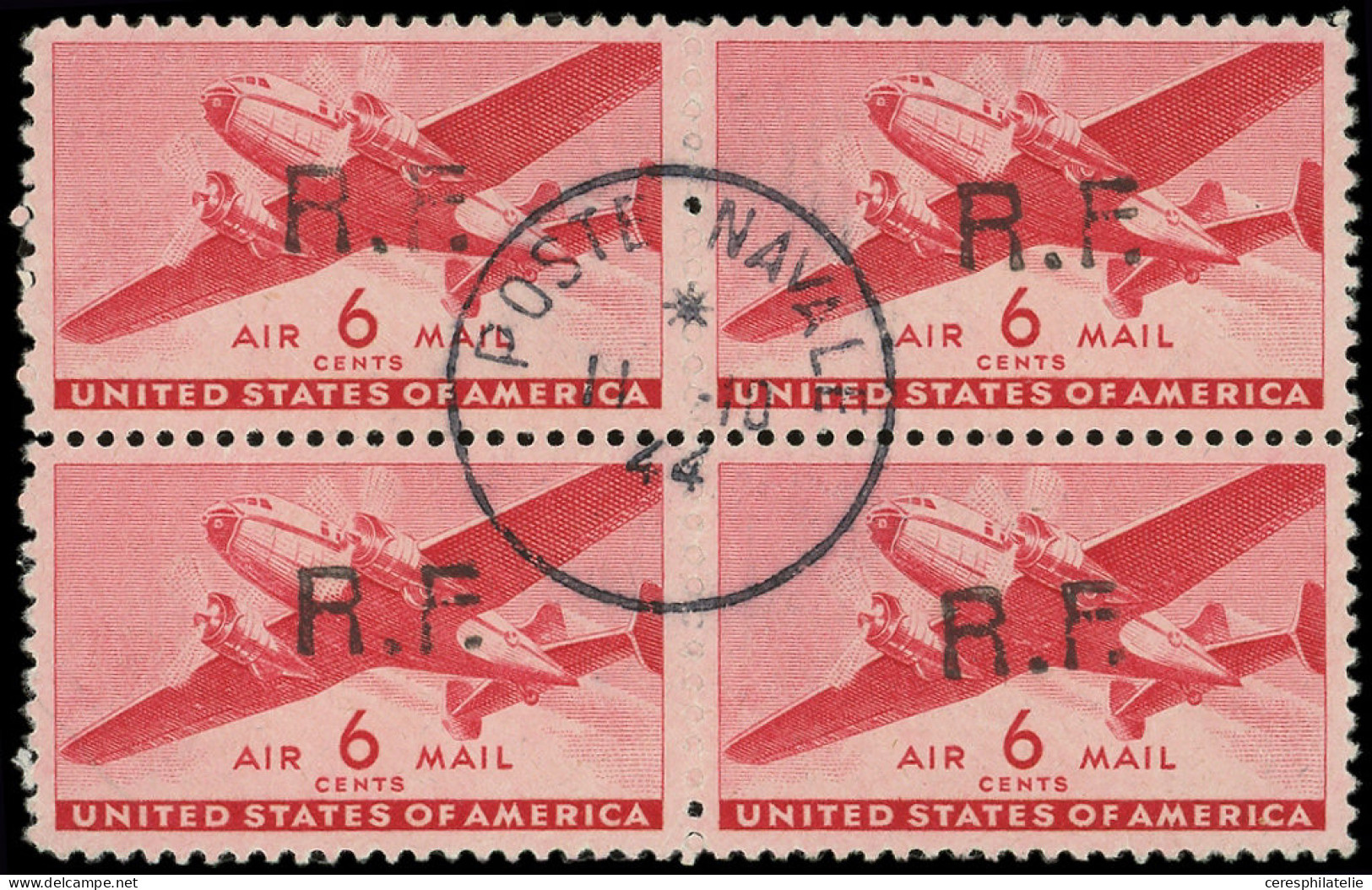 Poste Aérienne Militaire -  24 : 6c. Rouge, Surch. CASABLANCA T II, BLOC De 4 Oblitéré, TB - Military Airmail