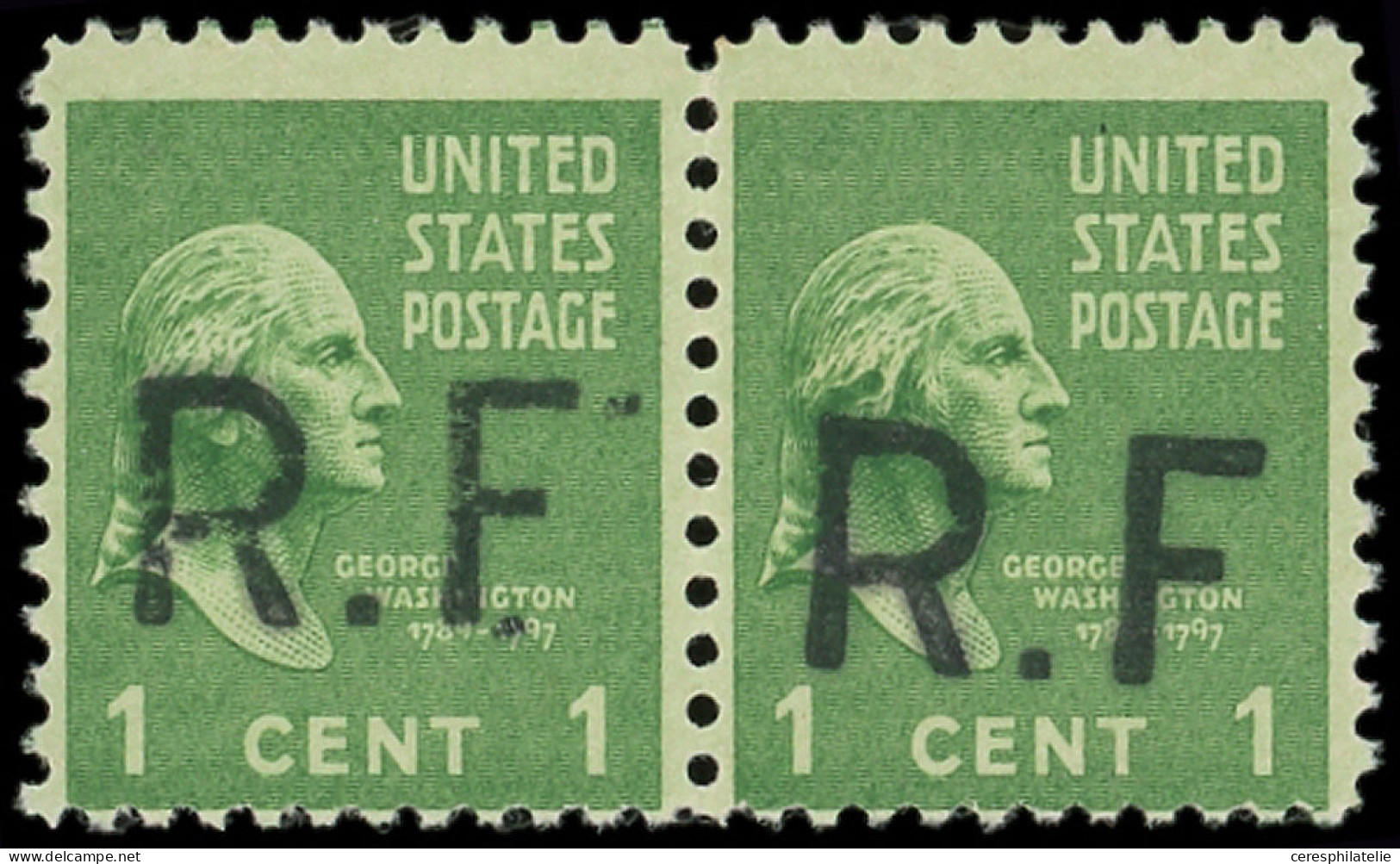 ** Poste Aérienne Militaire -  Etats-Unis N°369 1c. Vert PAIRE Surch. RF TOULON, 1 Ex. Infime Rousseur, TB - Correo Aéreo Militar