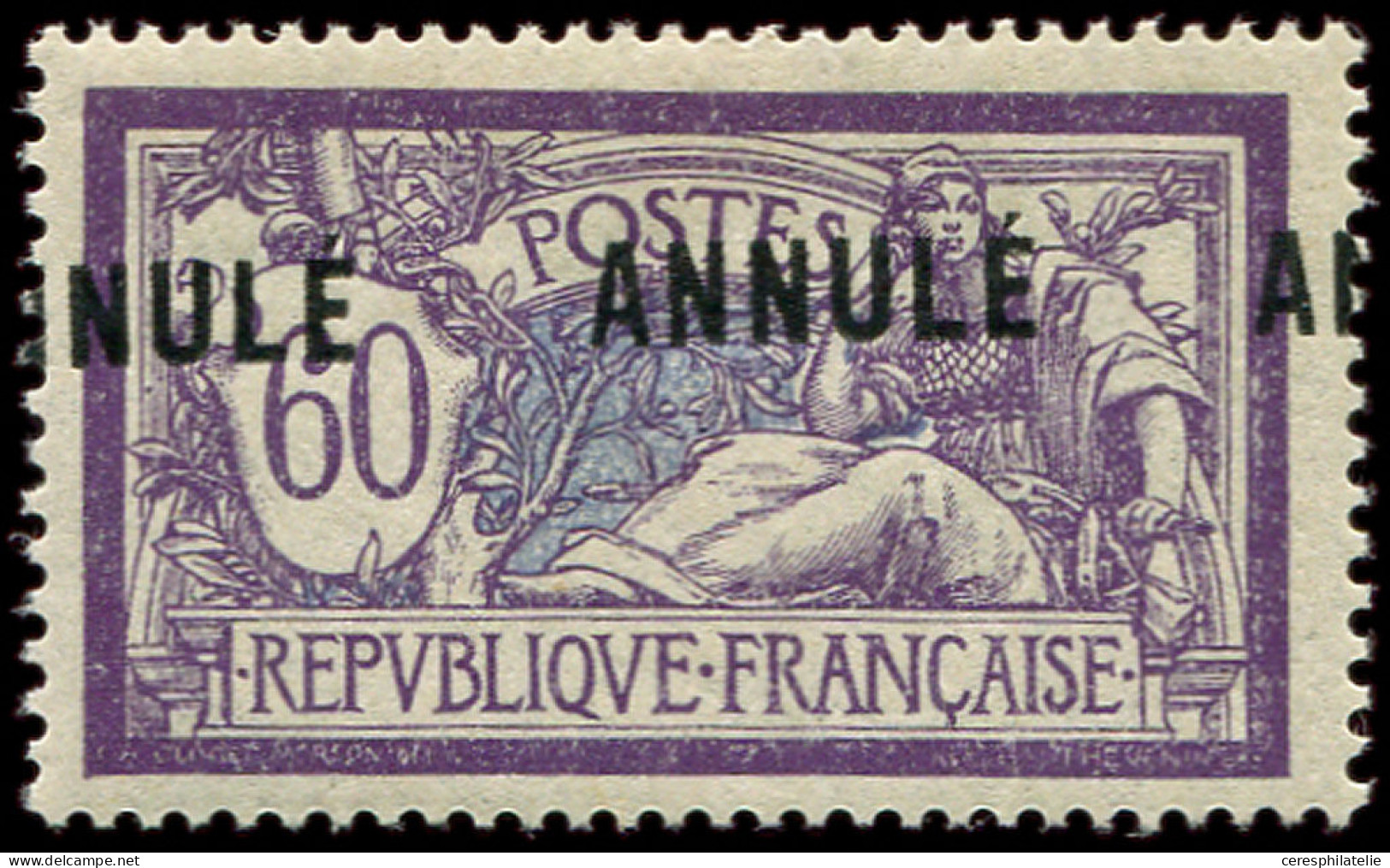 * COURS D'INSTRUCTION - 144-CI 1  Merson, 60c. Violet Et Bleu, Surch. ANNULE 2 Fois A CHEVAL, TB - Cours D'Instruction