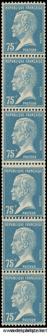 * ROULETTES - 15  Pasteur, 75c. Bleu, BANDE Verticale De 6, Inf. Ch. S. Le 1er Timbre, TB - Coil Stamps