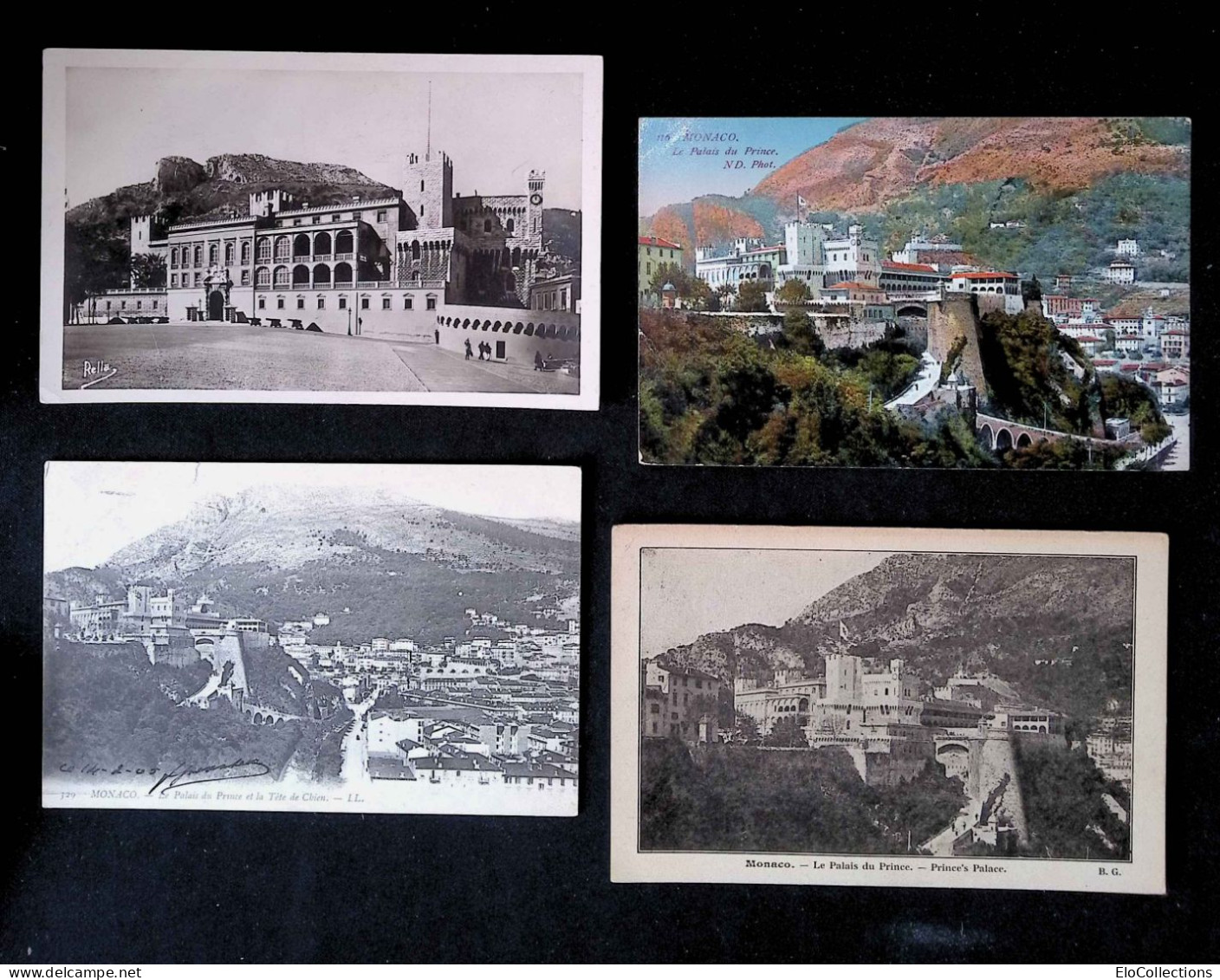 Cp, Monaco, La Palais Du Prince, La Tête De Chien, Prince's Palace, LOT DE 4 CARTES POSTALES - Prince's Palace