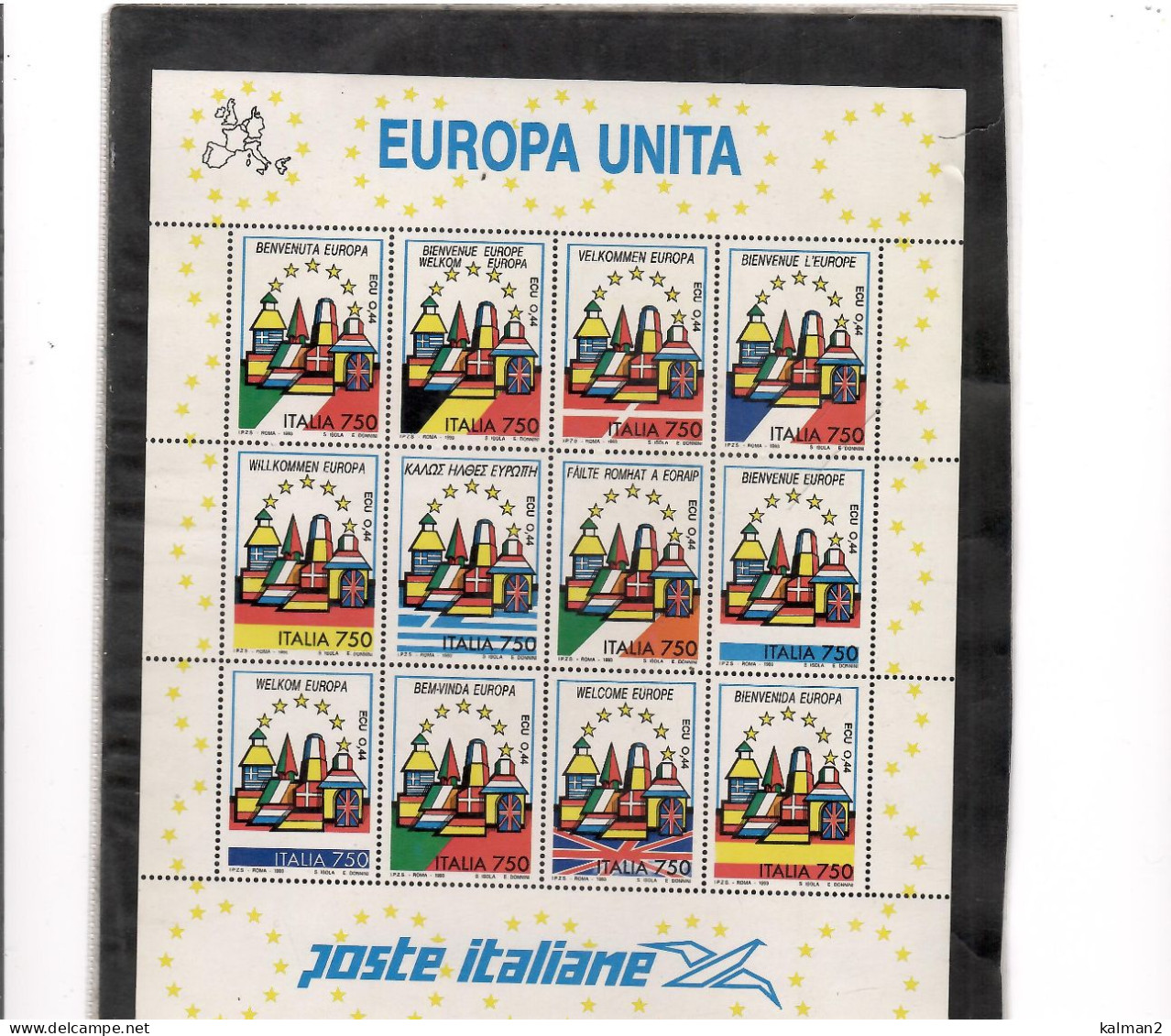 " EUROPA UNITA 1993 " -  FOGLIETTO CON LE BANDIERE DEGLI STATI MEMBRI - 1991-00: Mint/hinged
