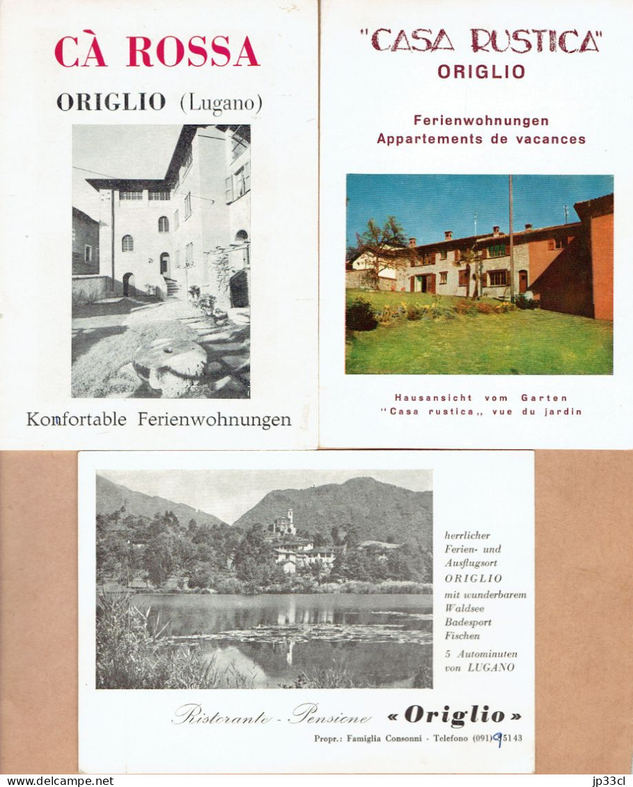 Souvenirs D'un Séjour à Origlio (Lugano, Suisse) : Dépliants + Carte + Facture, 1963 - Dépliants Touristiques