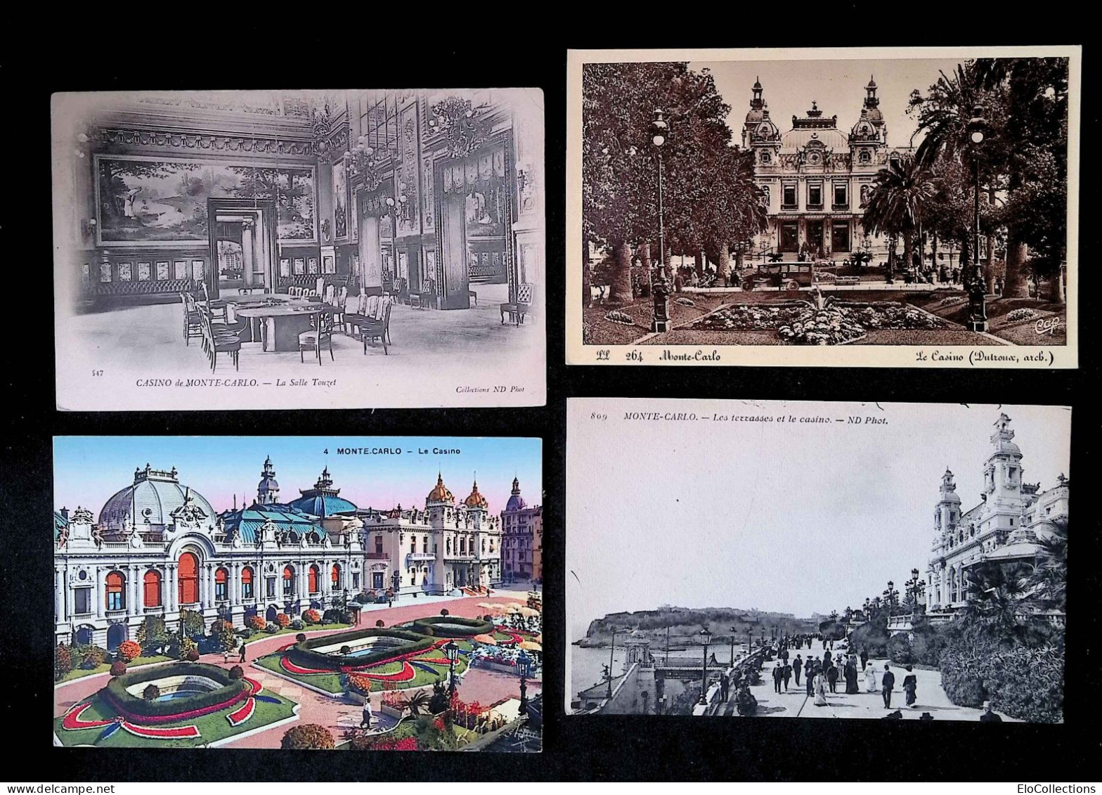 Cp, Monaco, Monte Carlo, Le Casino, Les Terrasses, La Salle Touzet, LOT DE 4 CARTES POSTALES - Palacio Del Príncipe