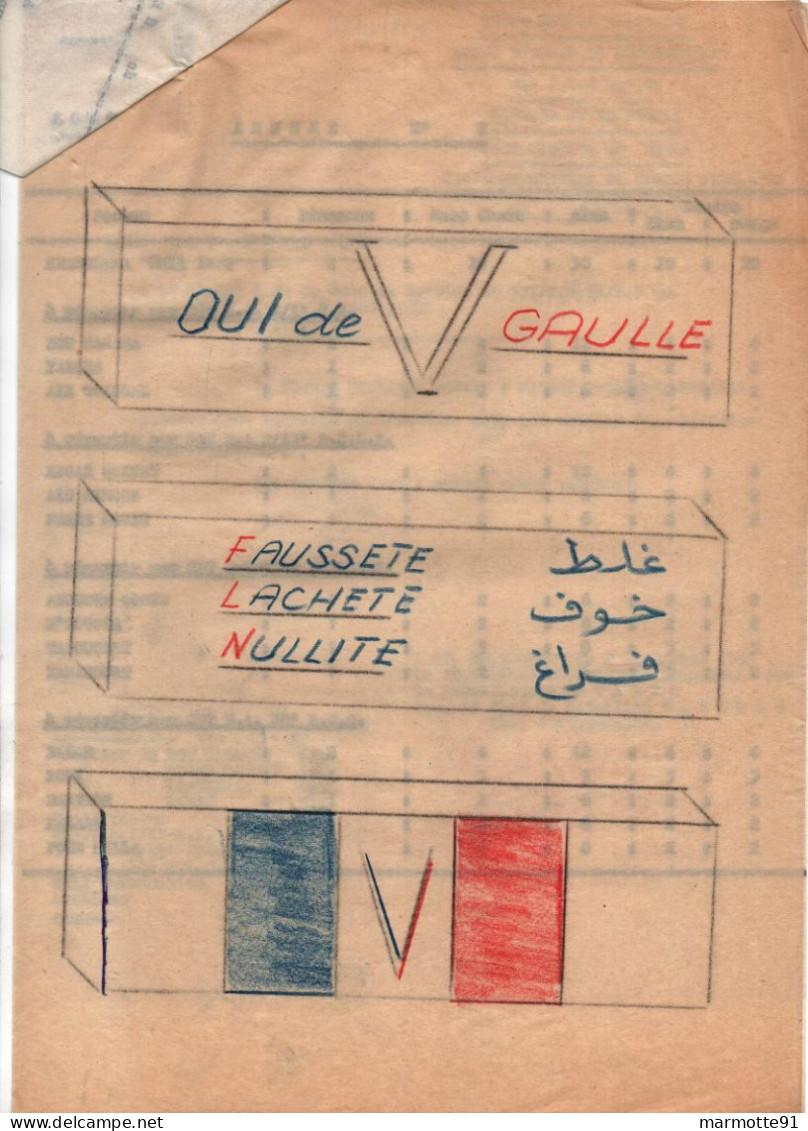 PROPAGANDE GUERRE ALGERIE  ARMEE FRANCAISE  OPERATION PEINTURE  OUI A DE GAULLE SOUS SECTEUR TAMZA - Documents