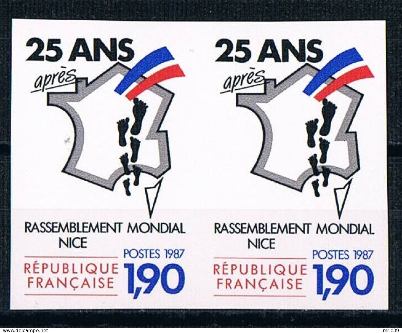 France 1987 N° 2481 Paire  Non Dentelé  IMP Neuf MNH **  Rassemblement Mondial Nice Des Pieds-noirs - 1981-1990