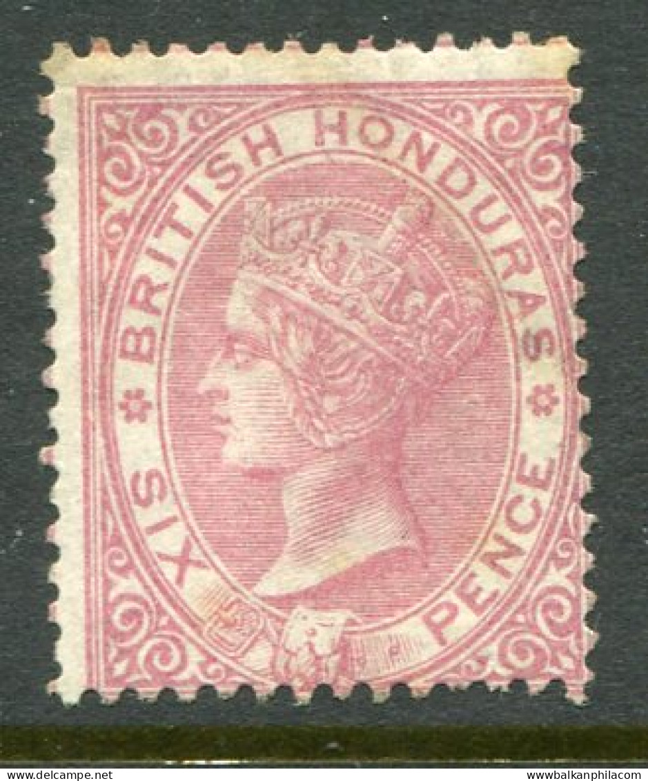 1865 British Honduras 6d Rose Sg 3 * - Honduras Britannico (...-1970)