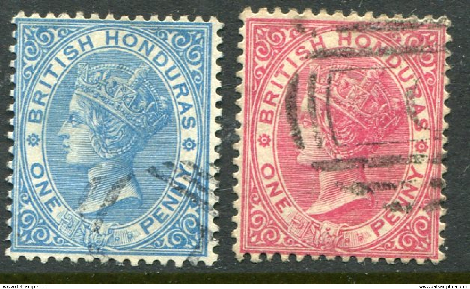 1884 British Honduras 1d Blue And Rose Wmk CA Used Sg 17/18 - Honduras Británica (...-1970)