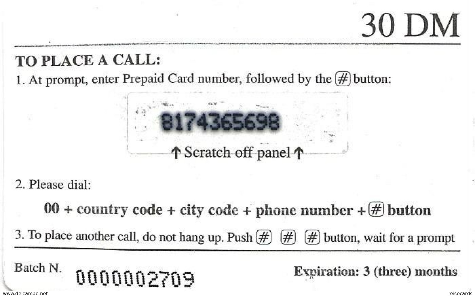 Germany: Prepaid GlobalOne - Kosovo 1999 - GSM, Voorafbetaald & Herlaadbare Kaarten