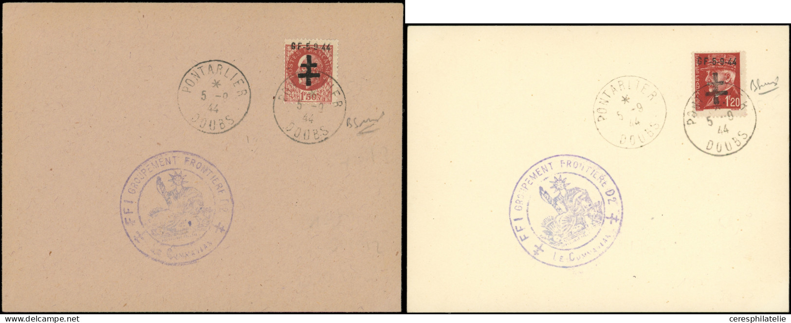 Let LA  LIBERATION - PONTARLIER 1/2 Obl. 5/9/44 S. 2 Env., Cachet FFI, TB - Libération