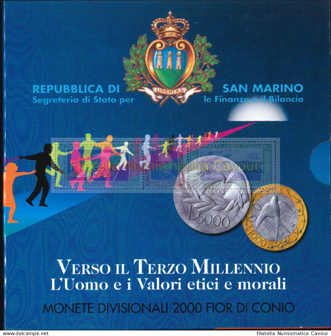 2000 - FDC DIVISIONALE + 1000 L. ARGENTO - San Marino