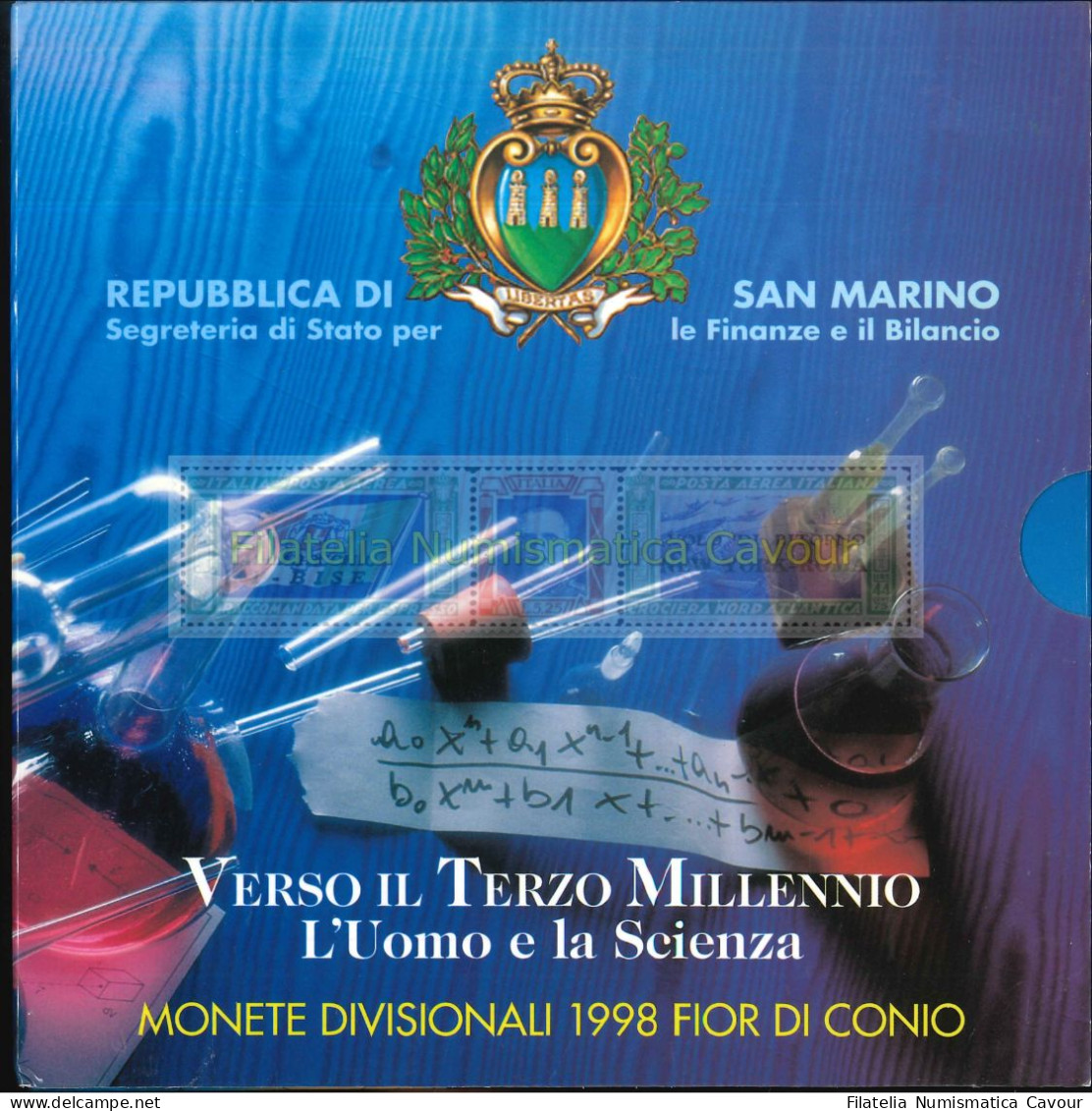 1998 - FDC DIVISIONALE + 1000 L. ARGENTO - San Marino