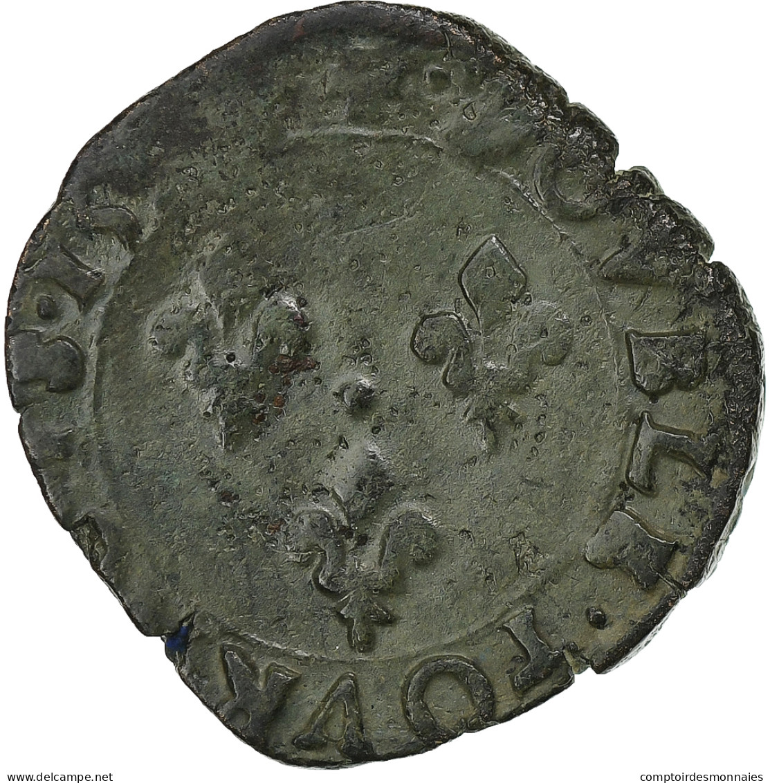 France, Charles X, Double Tournois, 1594, Dijon, Cuivre, TB, Gadoury:510 - 1589-1610 Henri IV Le Vert-Galant