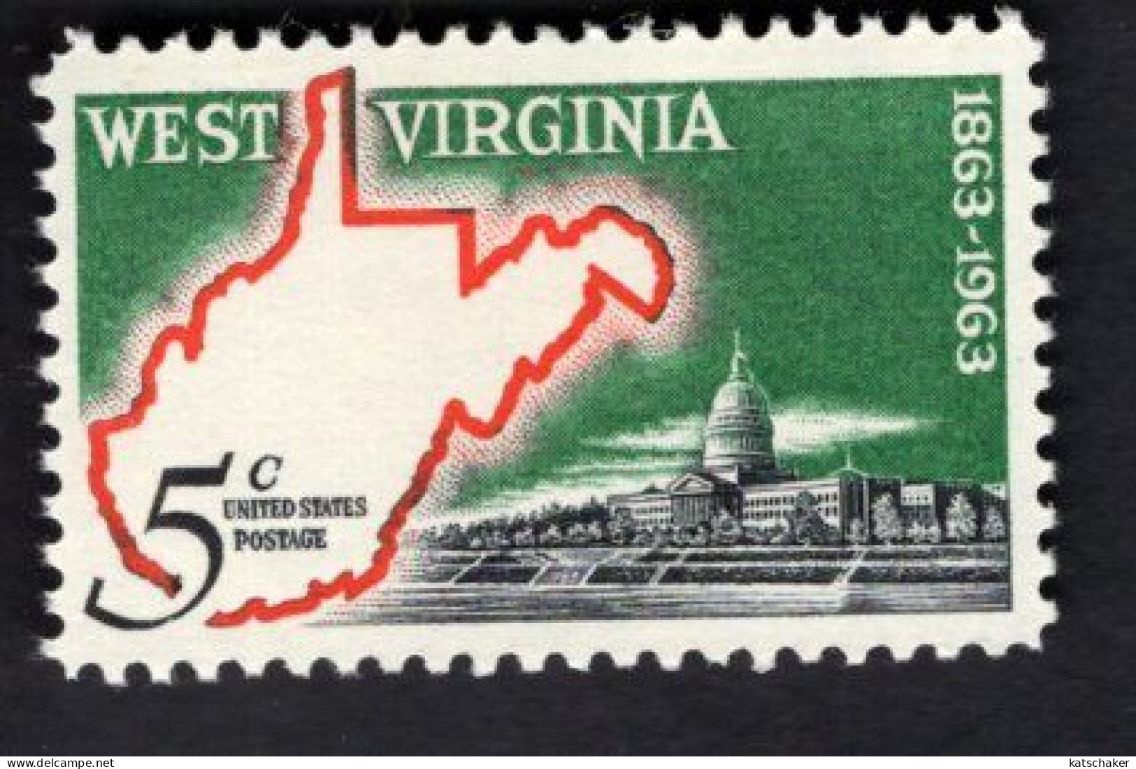 202326076  1963 SCOTT 1232 (XX)  POSTFRIS MINT NEVER HINGED - WEST VIRGINIA STATEHOOD 100 TH ANNIV - Neufs