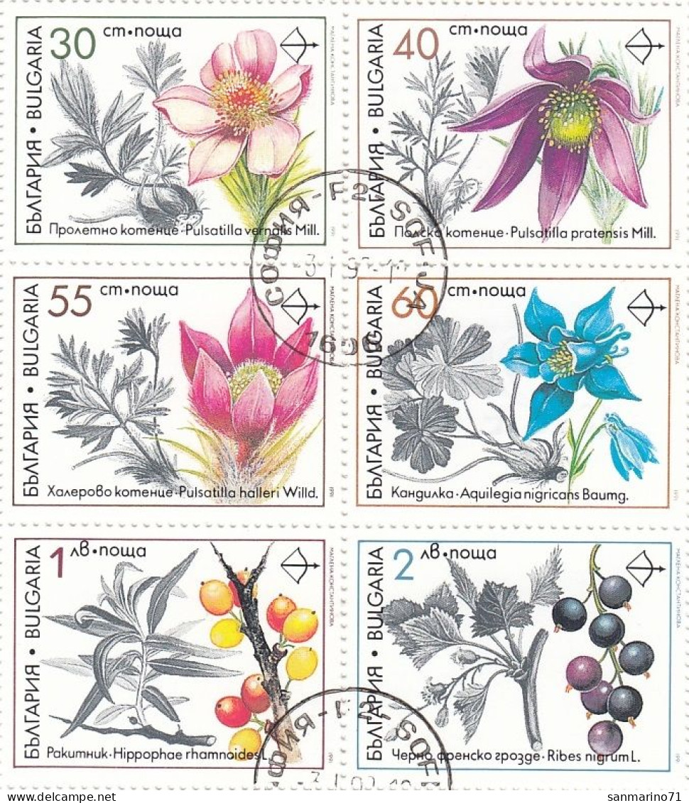 BULGARIA 3953-3958,used,hinged,flowers - Gebraucht