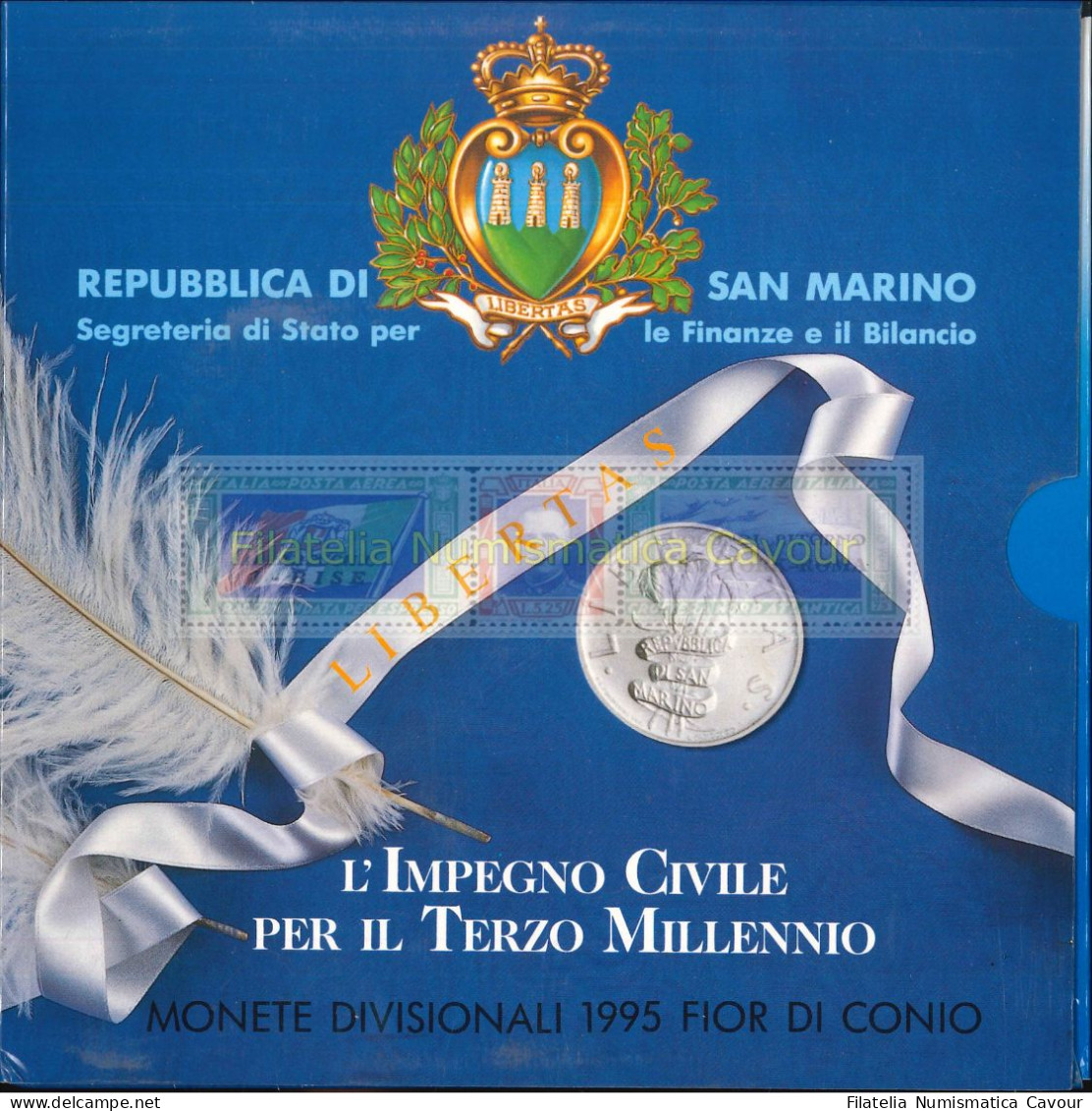 1995 - FDC DIVISIONALE + 1000 L. ARGENTO - Saint-Marin