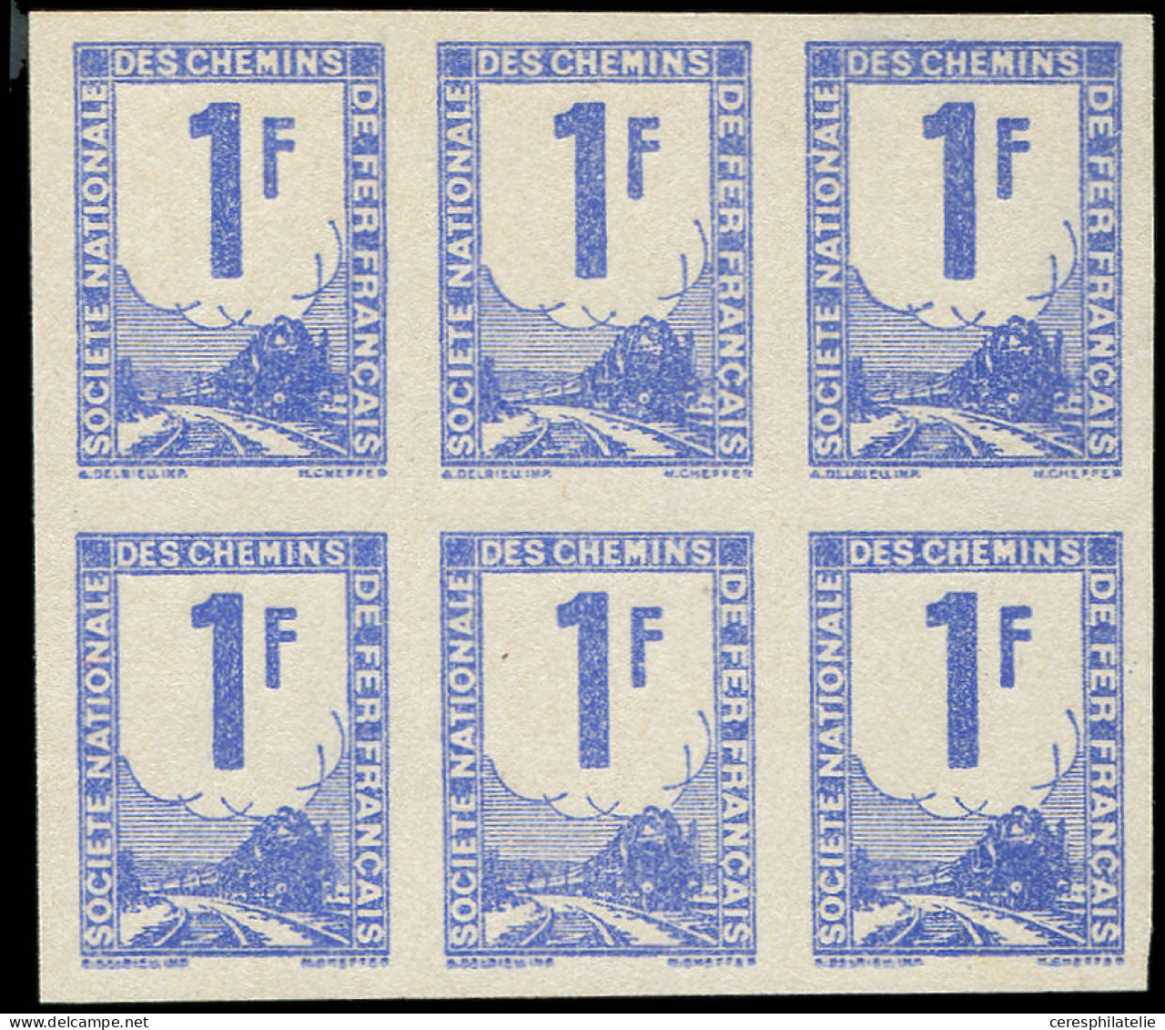 (*) COLIS POSTAUX  (N° Et Cote Maury) - Timbres Pour Petits Colis 32 : 1f., Essai En Outremer, NON DENTELE, BLOC De 6, T - Sonstige & Ohne Zuordnung