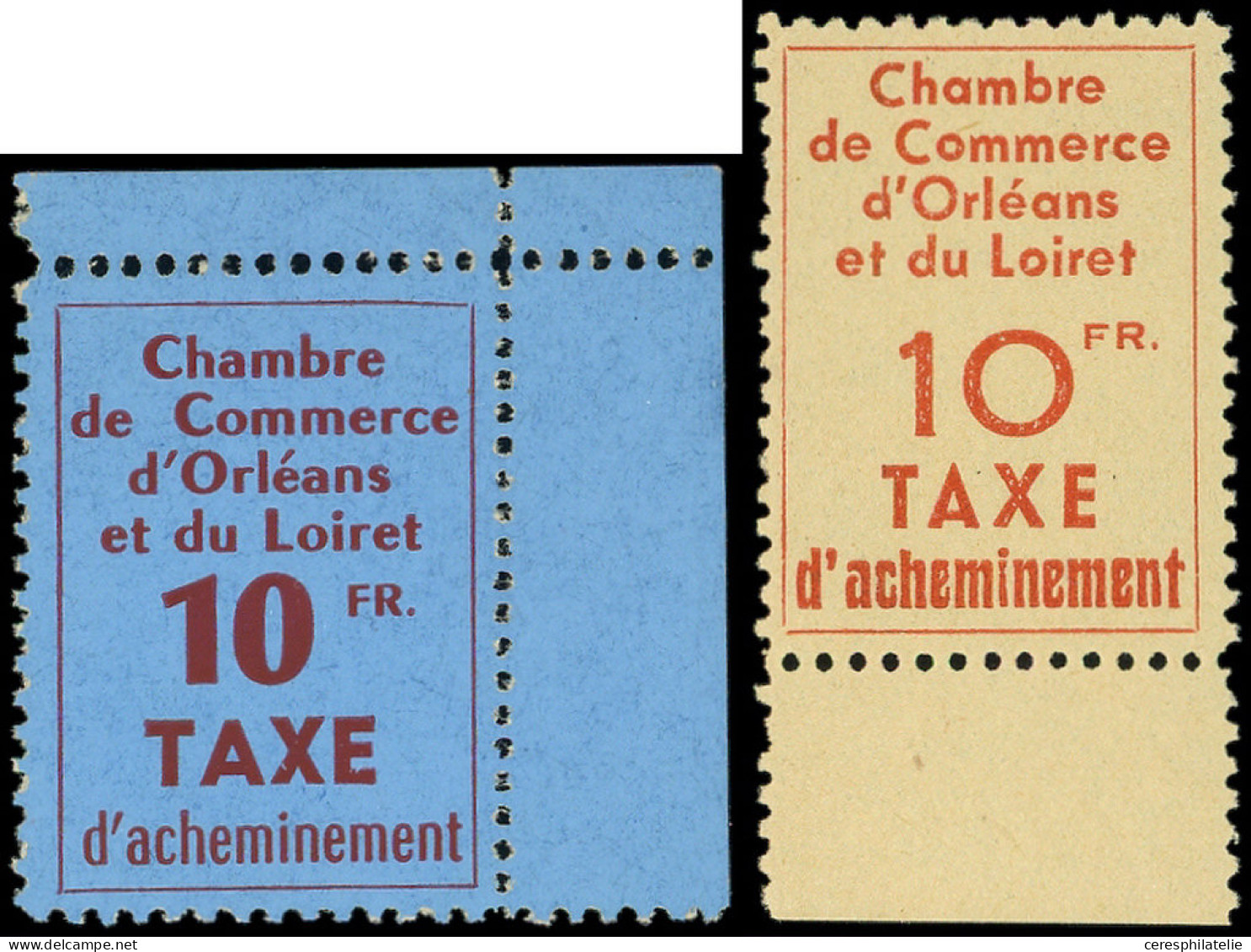 ** Spécialités Diverses - TIMBRES DE GREVE, ORLEANS 2 Et 3 : 10f. Rouge-brun S. Bleu Et 10f. Rouge-brique S. Jaune, Bdf, - Sonstige & Ohne Zuordnung