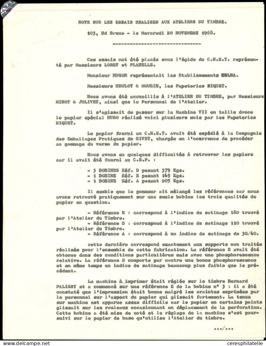 ** Spécialités diverses - PALISSY Pa 18/19, ensemble de 7 blocs de 100 avec bords, 1 papier neutre, 1 azurant optique pi