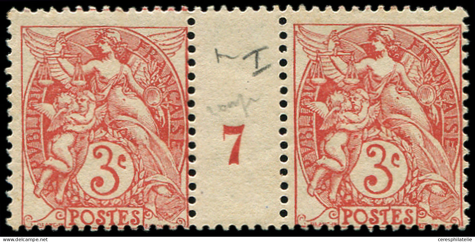 ** VARIETES - 109g  Blanc,  3c. Rouge, T IA, PAIRE Mill.7, Un Ex. Infime Adh., TB - Millésimes