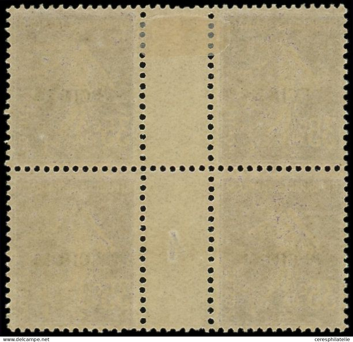 ** VARIETES - 142   Semeuse Camée, 35c. Violet Surch. SPECIMEN, BLOC De 4 Mill.4, Timbres Normaux *, TB - Instructional Courses