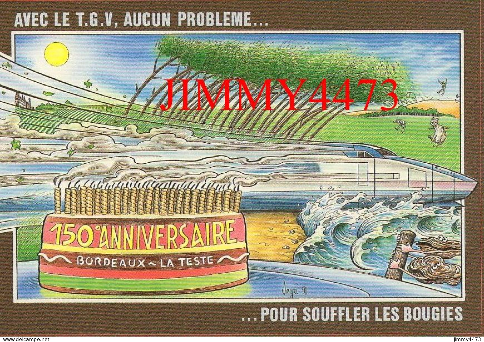 CPM - Exposition Dans Le Salon D'honneur De La Gare Saint-Jean à Bordeaux En 1991 - Dessin De B. VEYRI - Imp. NAVILIAT - Stations With Trains