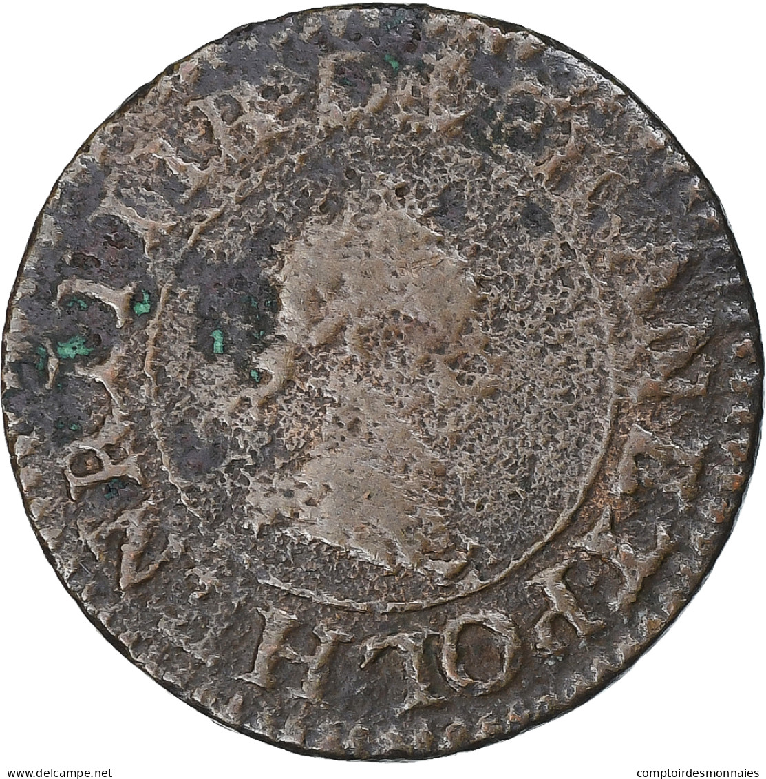 France, Henri III, Denier Tournois, Paris, Couronne, Cuivre, TB, Gadoury:450 - 1574-1589 Henry III