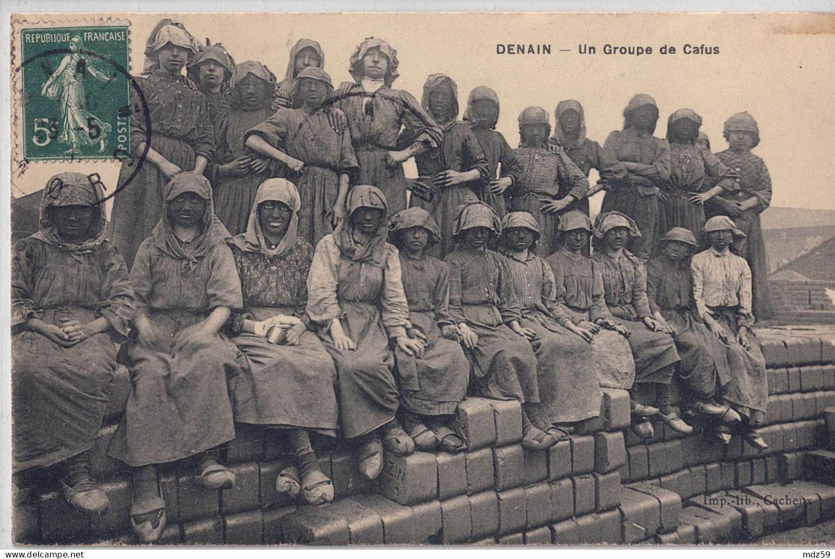 Denain, CPA Circulée, Groupe De Cafus , Mines, Bon état - Denain