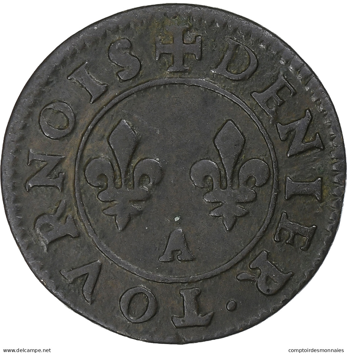 France, Henri III, Denier Tournois, Paris, Cuivre, TB, Gadoury:450 - 1574-1589 Heinrich III.