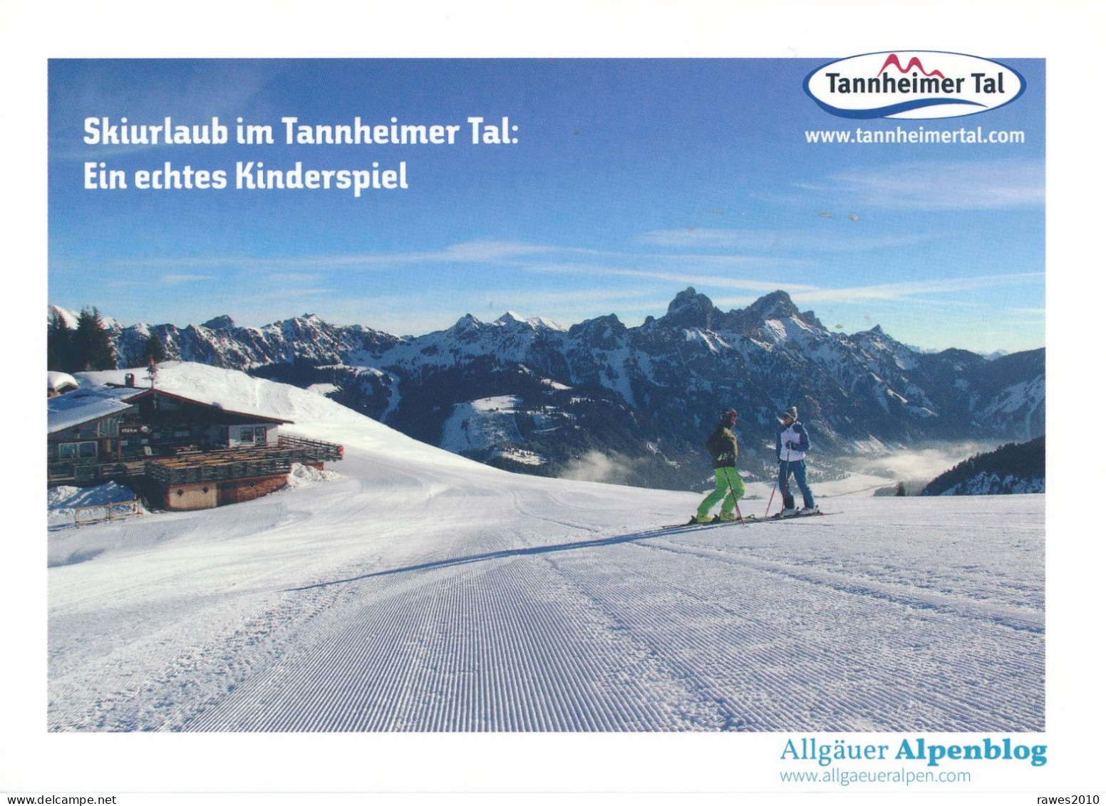 AK Österreich Tannheim Tannheimer Tal Winter Abfahrtspiste Abfahrtsläufer Hütte - Tannheim