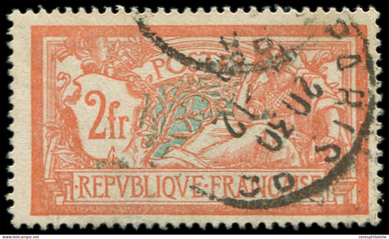 VARIETES - 145c  Merson,  2f. Orange Et Vert-bleu, ECUSSON CASSE, Obl., TB - Gebraucht