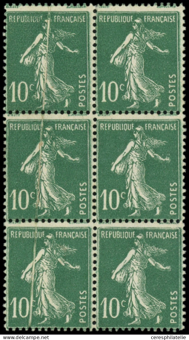 * VARIETES - 159   Semeuse Camée, 10c. Vert, BLOC De 6, 3 Ex. PLI ACCORDEON, TB - Unused Stamps