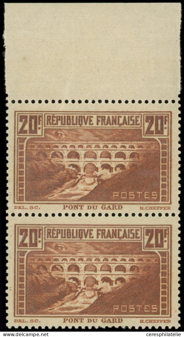 ** VARIETES - 262f  Pont Du Gard, 20f. Chaudron, T IIA Et T IIB Se Tenant Verticalement, TB - Unused Stamps