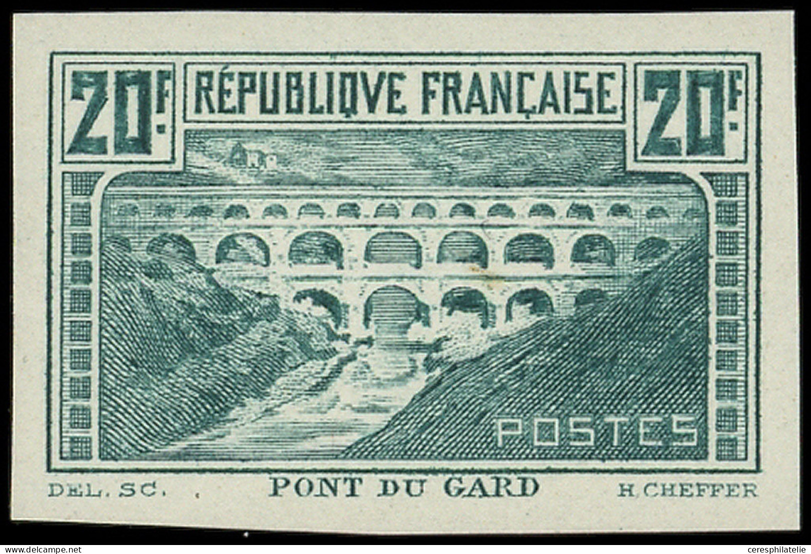 (*) VARIETES - 262A  Pont Du Gard, 20f. T I, ESSAI En Vert, TB - Unused Stamps