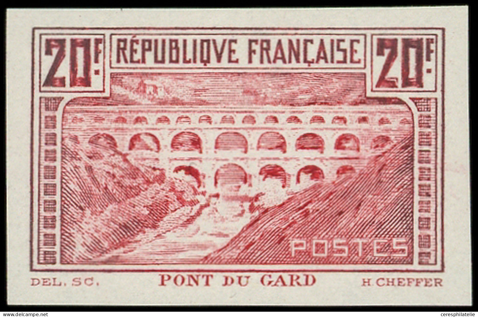 (*) VARIETES - 262A  Pont Du Gard, 20f. T I, ESSAI En Rouge, TB - Unused Stamps