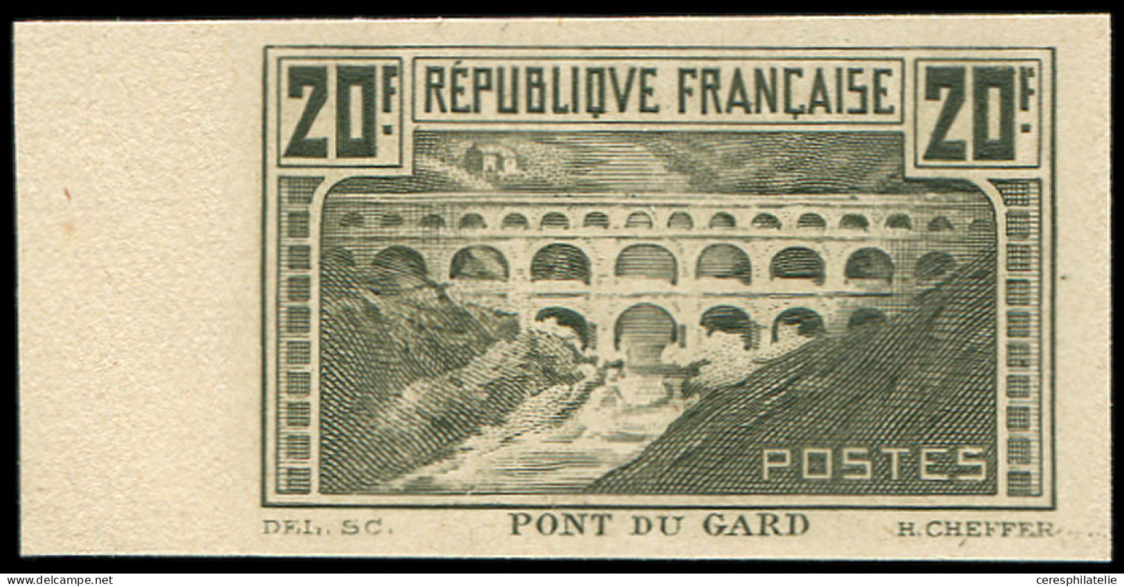 (*) VARIETES - 262A  Pont Du Gard, 20f. T I, ESSAI En Gris, Petit Bdf, R, TB - Unused Stamps