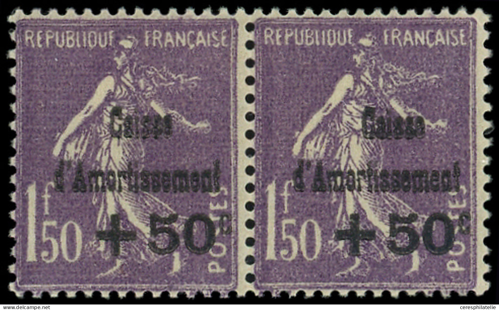 * VARIETES - 268a  4ème Série Amortissement, +50c. S. 1f.50 Violet, C AU DESSUS De T D'Amortissement, Tenant à Normal, T - Ungebraucht