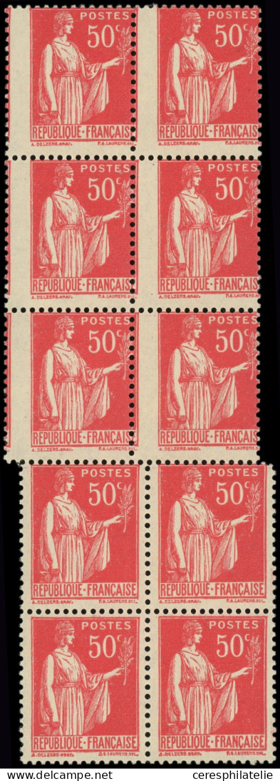 ** VARIETES - 283e  Paix, 50c. Rouge, T III, BLOC De 10, 6 Ex. PIQUAGE à CHEVAL Par DECALAGE Horizontal Du Peigne, TTB - Nuevos