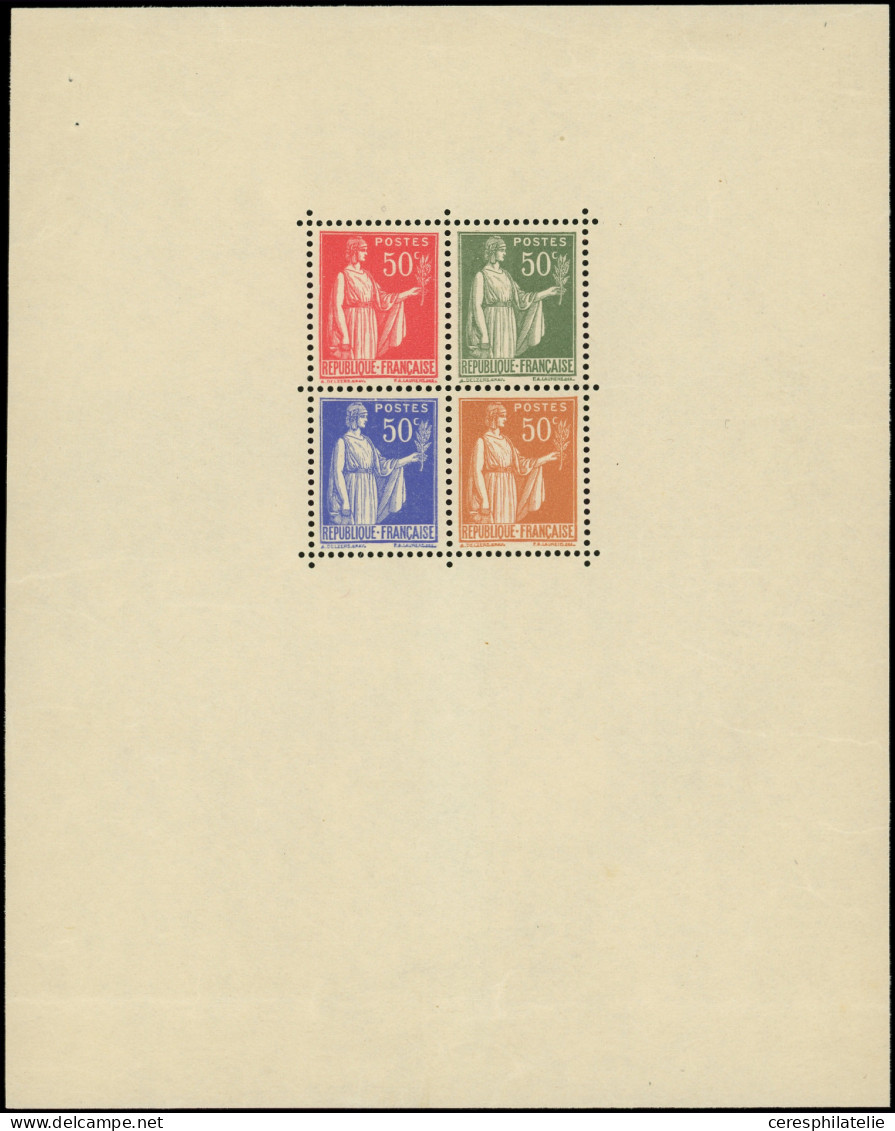 * VARIETES - 292E  Paix, 50c. Rouge, 50c. Vert-olive, 50c. Bleu Et 50c. Bistre, Projet Pexip, BF (format Réduit En Haut) - Unused Stamps