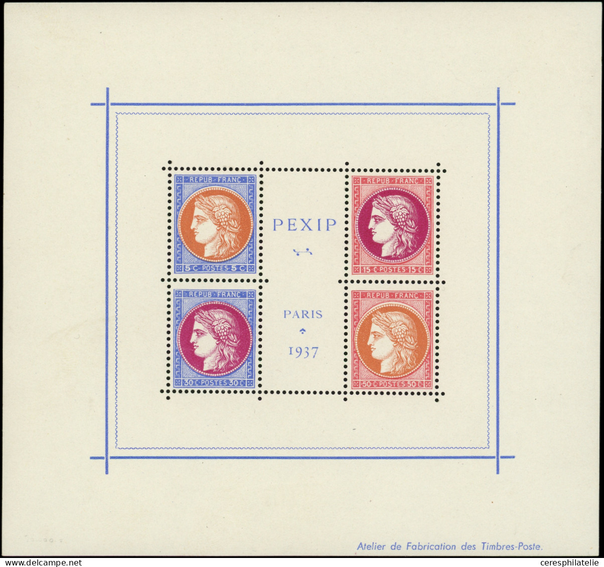 (*) VARIETES - 348/51 Pexip, Feuillet 135 X 160 Avec Au Centre Bloc De 4 Timbres Couleur Différentes Sans Valeur Faciale - Neufs