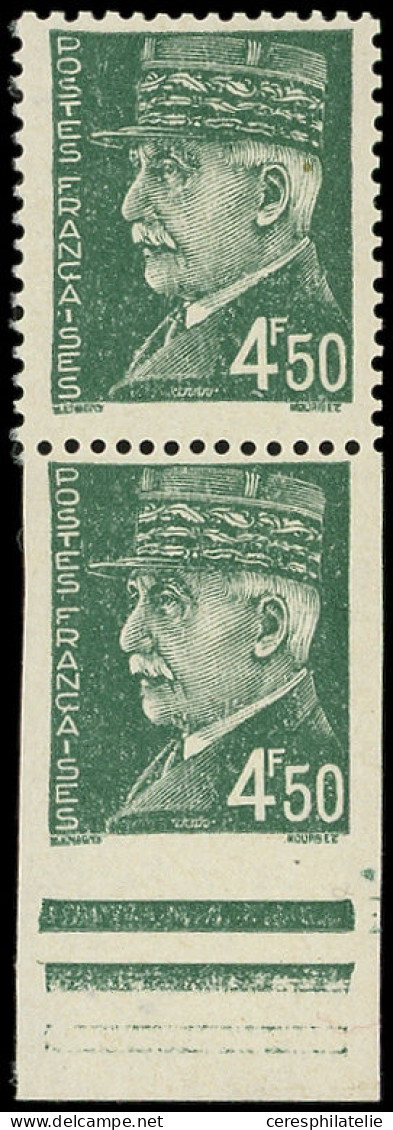 * VARIETES - 521B  Pétain,  4f.50 Vert, NON DENTELE Tenant à Dentelé Bdf, TB - Unused Stamps